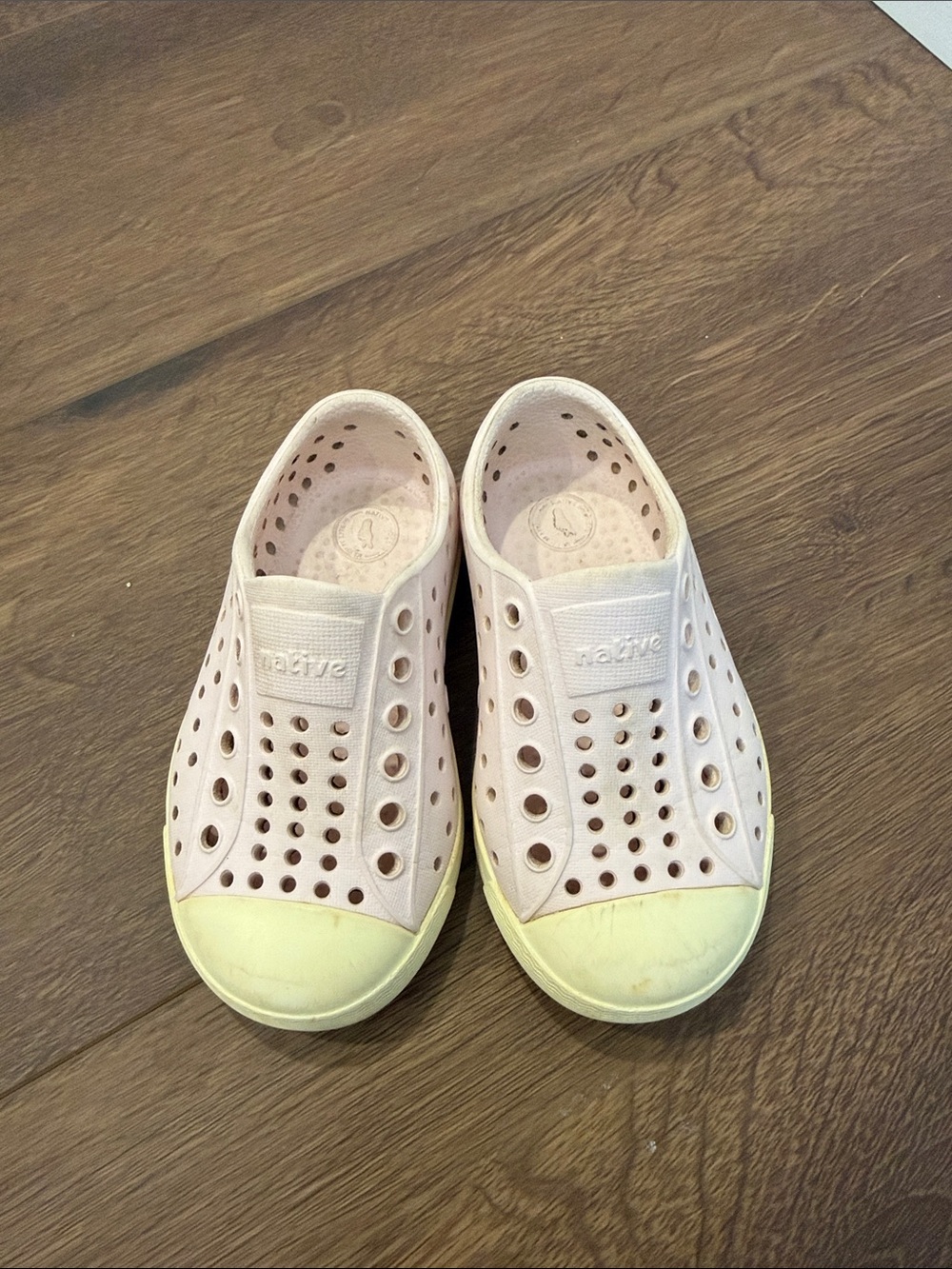 Native Shoes Kids Slip-On Water Shoes in Pale Pink and Light Yellow